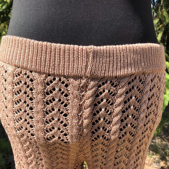 NEW Tan Stretch Knit Pant Crop Top Set Summer Loungewear Beach One Size XS/S - Picture 8 of 12